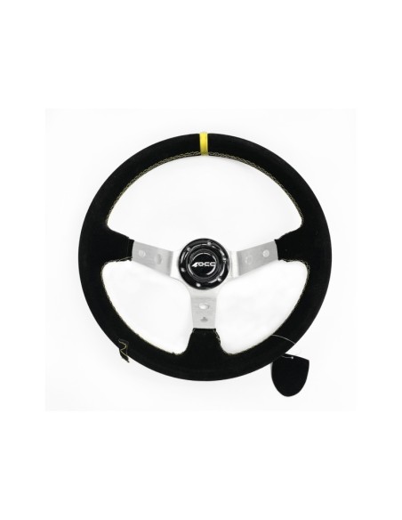 VOLANTE DESPLAZADO MOD. TRACK PIEL VUELTA BRAZOS PLATA OCC MOTORSPORT