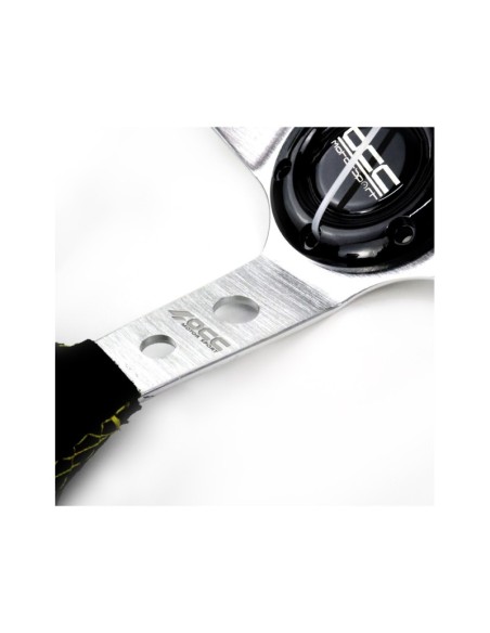 VOLANTE DESPLAZADO MOD. TRACK PIEL VUELTA BRAZOS PLATA OCC MOTORSPORT