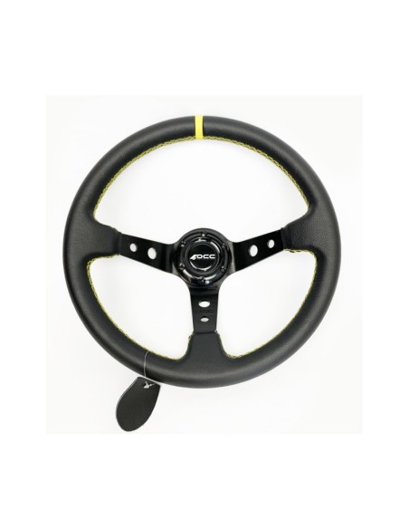 VOLANTE DESPLAZADO MOD. TRACK PIEL ARTIFICIAL BRAZOS NEGROS OCC MOTORSPORT