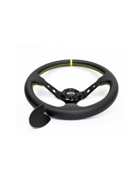 VOLANTE DESPLAZADO MOD. TRACK PIEL ARTIFICIAL BRAZOS NEGROS OCC MOTORSPORT