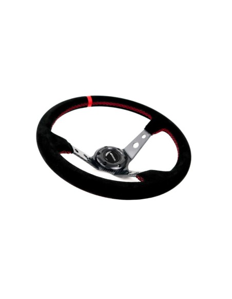 VOLANTE DESPLAZADO MOD. TRACK PIEL VUELTA BRAZOS EFECTO CARBONO OCC MOTORSPORT