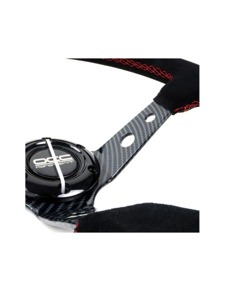 VOLANTE DESPLAZADO MOD. TRACK PIEL VUELTA BRAZOS EFECTO CARBONO OCC MOTORSPORT