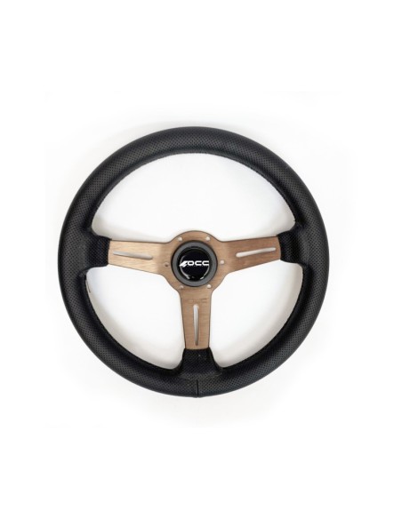 VOLANTE PLANO MOD. CLASSIC PIEL PERFORADA BRAZOS BRONCE OCC MOTORSPORT