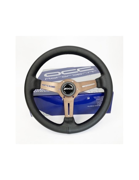 VOLANTE PLANO MOD. CLASSIC PIEL PERFORADA BRAZOS BRONCE OCC MOTORSPORT
