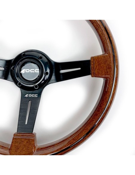 VOLANTE SEMIDESPLAZADO MOD. CLASSIC MADERA BRAZOS NEGROS OCC MOTORSPORT