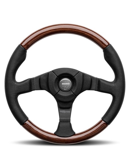 VOLANTE MOMO DARK FIGHTER 350 MM MADERA Y PIEL