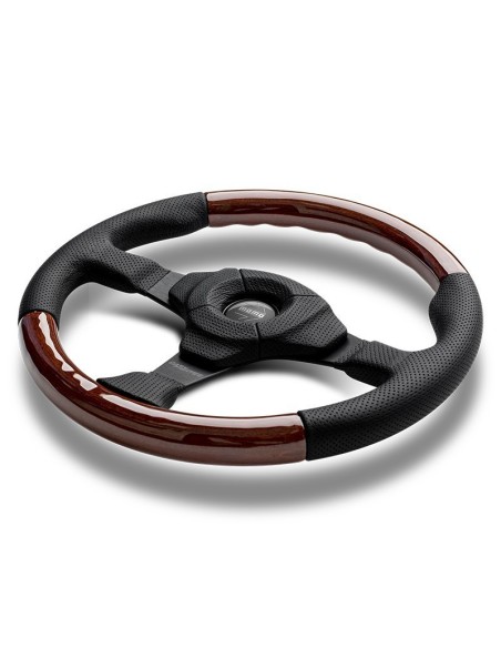 VOLANTE MOMO DARK FIGHTER 350 MM MADERA Y PIEL