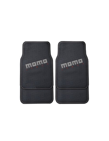 SET COMPLETO 4 PIEZAS ALFOMBRAS MOMO GOMA UNIVERSALES NEGRO Y GRIS