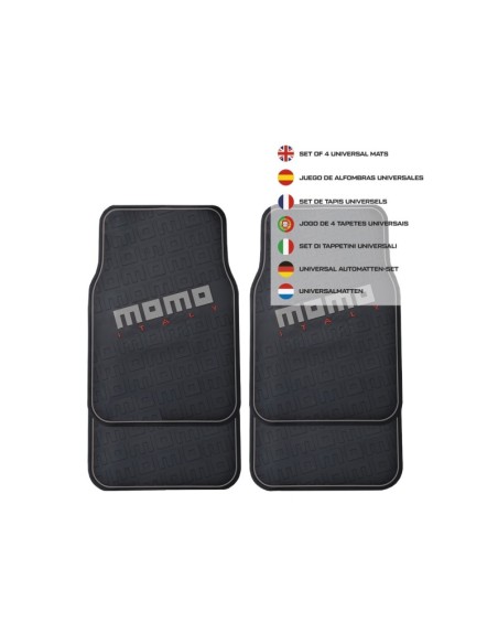 SET COMPLETO 4 PIEZAS ALFOMBRAS MOMO GOMA UNIVERSALES NEGRO Y GRIS