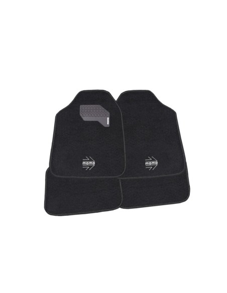 SET COMPLETO 4 PIEZAS ALFOMBRAS MOMO 015 UNIVERSALES NEGRO/BLANCO