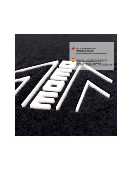 SET COMPLETO 4 PIEZAS ALFOMBRAS MOMO 015 UNIVERSALES NEGRO/BLANCO