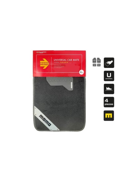 SET COMPLETO DE 4 PIEZAS ALFOMBRAS MOMO 012 UNIVERSALES NEGRO/BLANCO