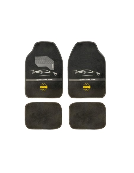 SET COMPLETO 4 PIEZAS ALFOMBRAS MOMO UNIVERSALES NEGRO Y BLANCO