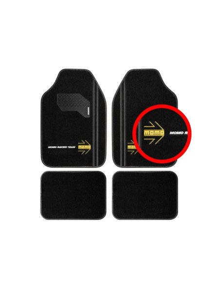 SET COMPLETO 4 PIEZAS ALFOMBRAS MOMO UNIVERSALES NEGRO/BLANCO