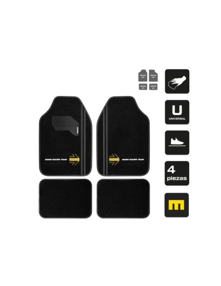 SET COMPLETO 4 PIEZAS ALFOMBRAS MOMO UNIVERSALES NEGRO/BLANCO