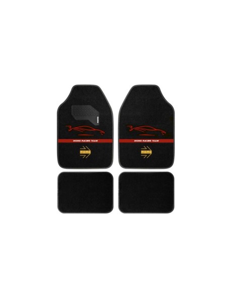 SET COMPLETO 4 PIEZAS ALFOMBRAS MOMO UNIVERSALES NEGRO/ROJO