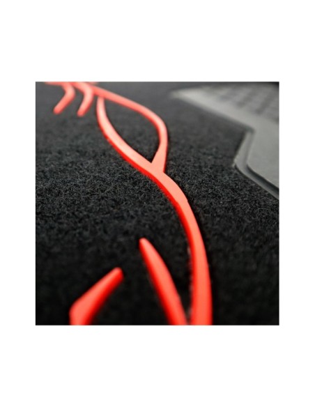 SET COMPLETO 4 PIEZAS ALFOMBRAS MOMO UNIVERSALES NEGRO/ROJO