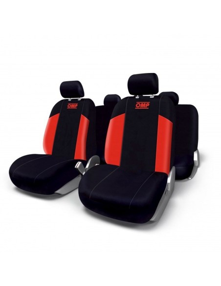 JUEGO DE FUNDAS PARA ASIENTOS DE COCHE OMP UNIVERSAL 11 PIEZAS NEGRO/ROJO