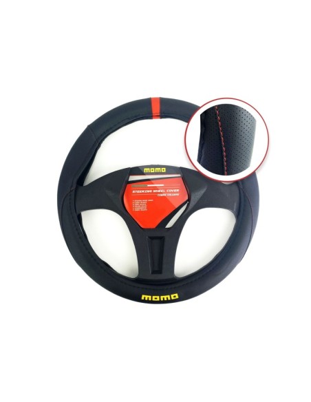 FUNDA VOLANTE MOMO ELEGANT UNIVERSAL NEGRO Y ROJO 38-39CM
