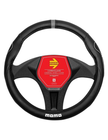 FUNDA VOLANTE MOMO SUPERGRIP UNIVERSAL NEGRO Y GRIS 38-39CM