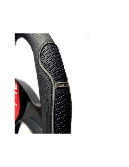 FUNDA VOLANTE MOMO SUPERGRIP UNIVERSAL NEGRO Y GRIS 38-39CM