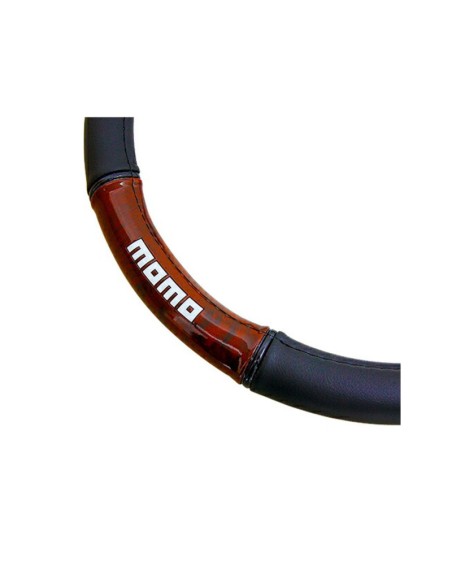 FUNDA VOLANTE MOMO LUXURY UNIVERSAL MADERA/PVC NEGRO Y MARRON 38-39CM