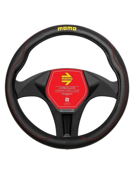 FUNDA VOLANTE MOMO 011 COMFORT  BLACK-RED PU S 38CM-39CM