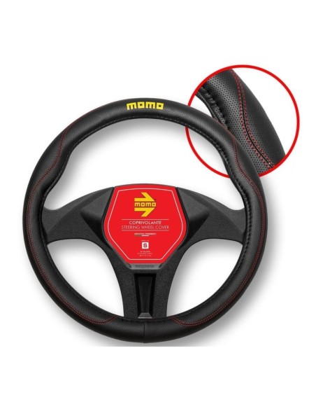 FUNDA VOLANTE MOMO 011 COMFORT  BLACK-RED PU S 38CM-39CM