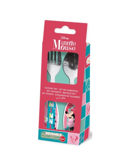 JUEGO DE CUBIERTOS 2 PCS ELÍPTICOS METÁLICOS MINNIE