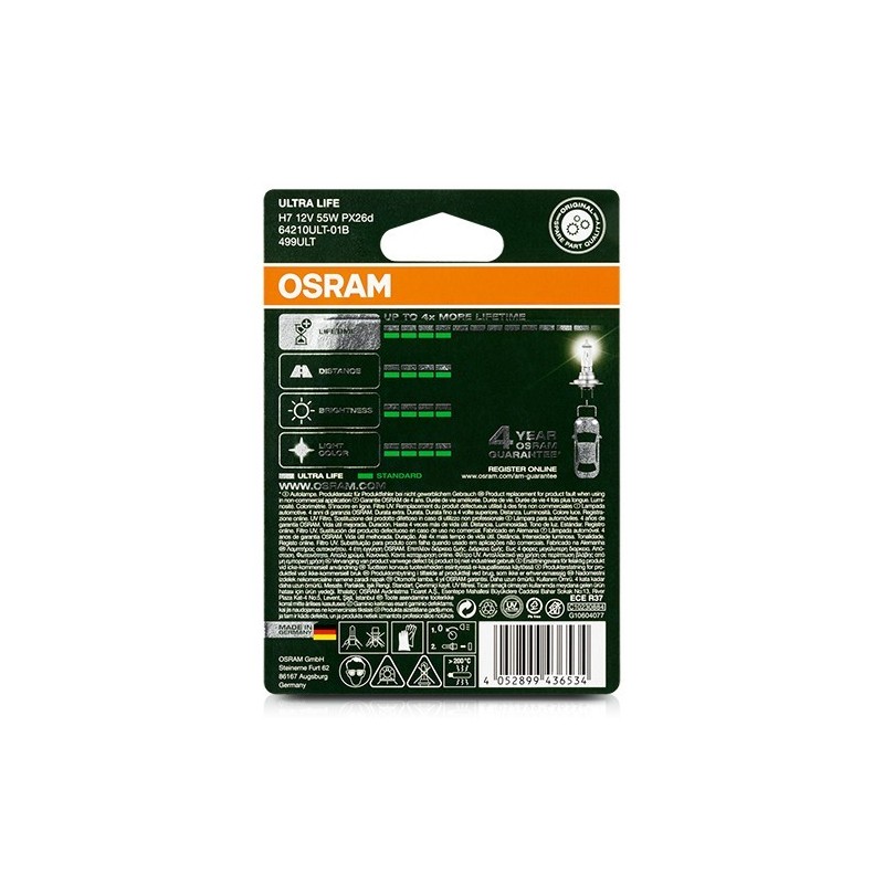 OSRAM ULTRA LIFE H7 PX26D 12V 55W 01B