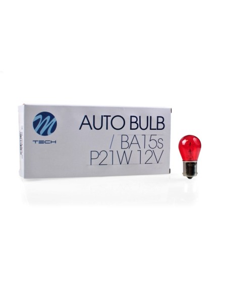 LÁMPARA M-TECH BA15S 12V 21/4W S25 ROJO | 10 UDS