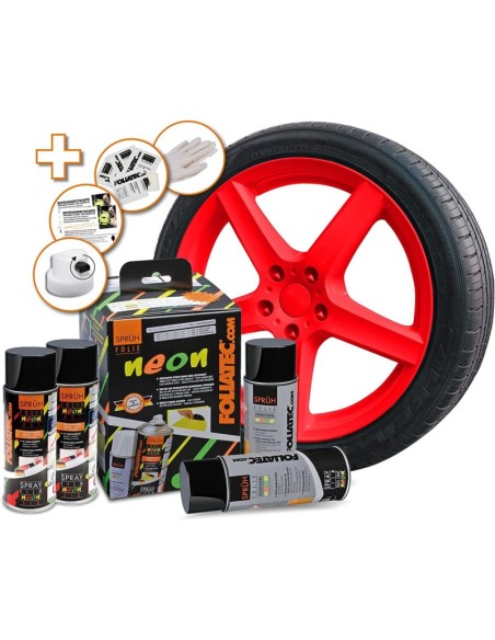 GOMA LIQUIDA NEON 4 PC. SET  ROJO 2 X 400 ML +  BASE COAT 2 X 400 ML