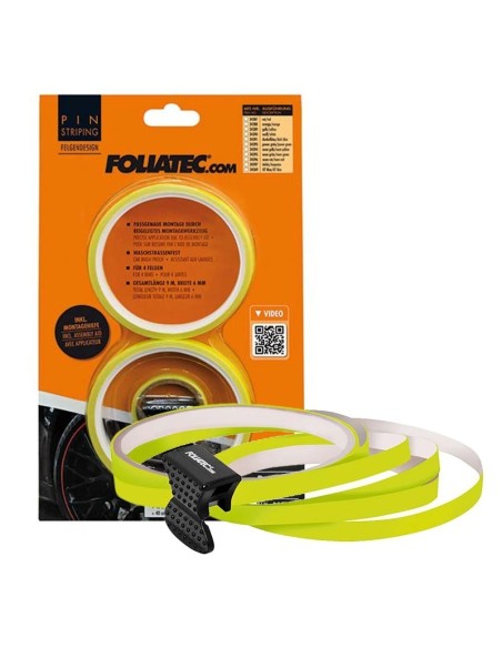 PIN DISEÑO DE LLANTA  AYUDA DE MONTAJE INCLUÍDA  NEON AMARILLO L  8 6 M (4 X 2 15 M)  W  6 MM