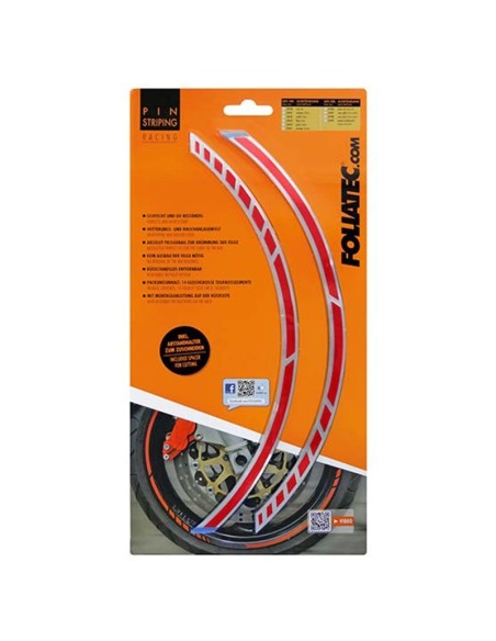 PIN STRIPING RACING ROJO 14 BANDAS DE 7 MM X 41 CM  INCLUIDO ESPACIADOR