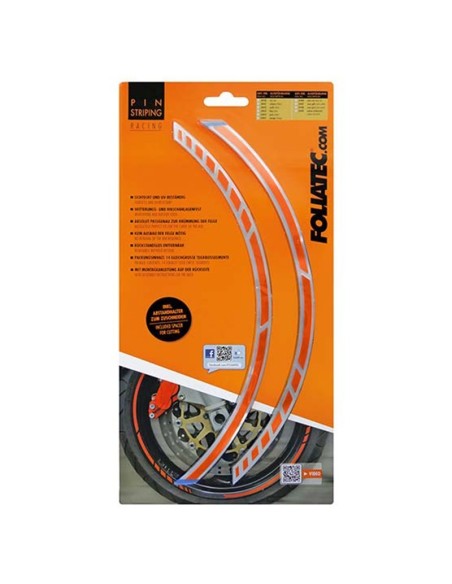 PIN STRIPING RACING NARANJA 14 BANDAS DE 7 MM X 41 CM  INCLUIDO ESPACIADOR