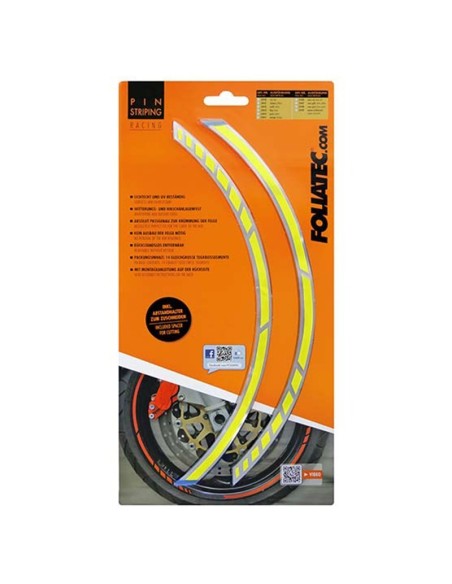 PIN STRIPING RACING NEON AMARILLO 14 BANDAS DE  7 MM X 41 CM  INCLUIDO ESPACIADOR