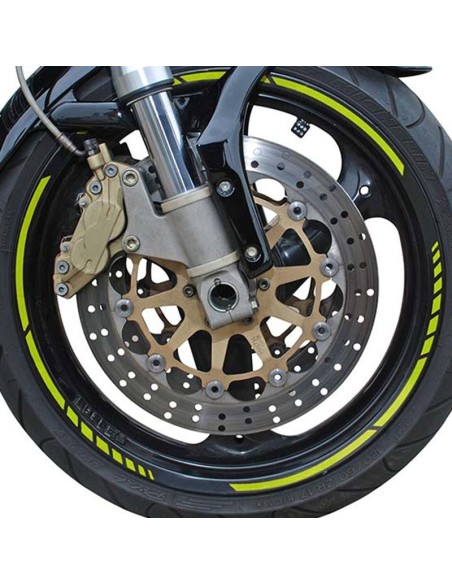 PIN STRIPING RACING NEON AMARILLO 14 BANDAS DE  7 MM X 41 CM  INCLUIDO ESPACIADOR