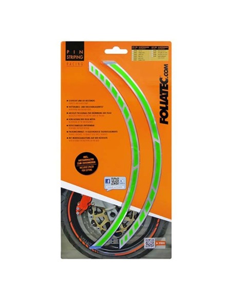 PIN STRIPING RACING NEON VERDE 14 BANDAS DE 7 MM X 41 CM  INCLUIDO ESPACIADOR
