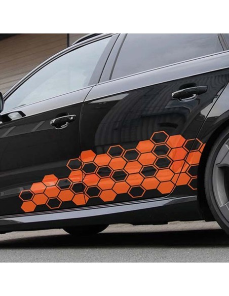 PEGATINA PARA EL COCHE DISEÑO HEXAGON NARANJA