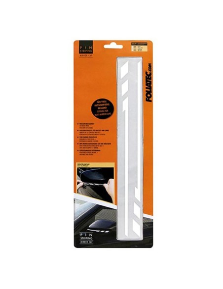 PEGATINA PARA ESPEJOS RETROVISORES LATERALES CON BANDAS DE PIN BLANCO