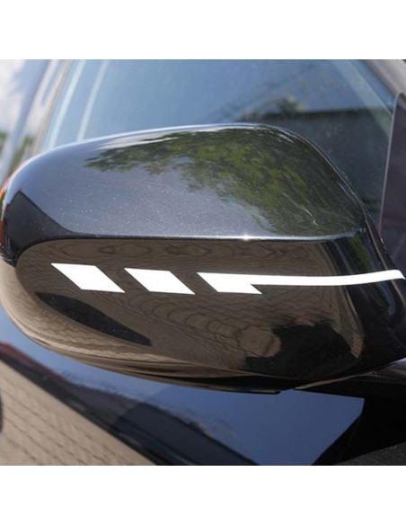PEGATINA PARA ESPEJOS RETROVISORES LATERALES CON BANDAS DE PIN BLANCO