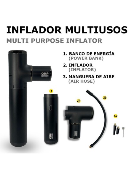OMP MECCANICA 5 EN 1 KIT PORTÁTIL MULTI-FUNCIÓN ARRANCADOR, COMPRESOR DE AIRE, ASPIRADORA, LINTERNA Y POWER BANK CON ESTUCHE