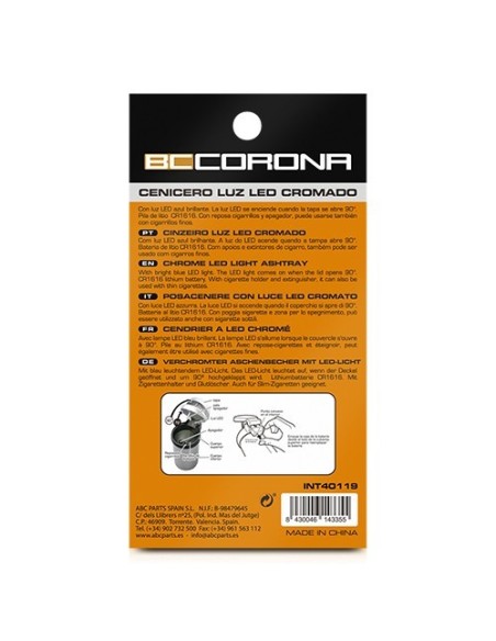 CENICERO LED PILAS CROMADO (STOCK LAST )