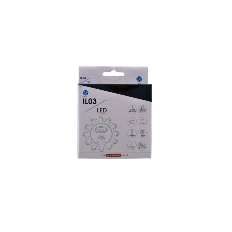 LUZ DE ADVERTENCIA 12+3 LED 3XAAA AMBAR
