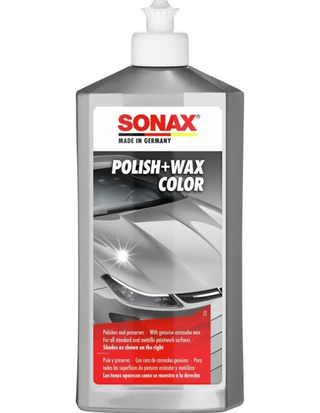 SONAX ABRILLANTADOR + CERA PLATA/GRIS 500ML