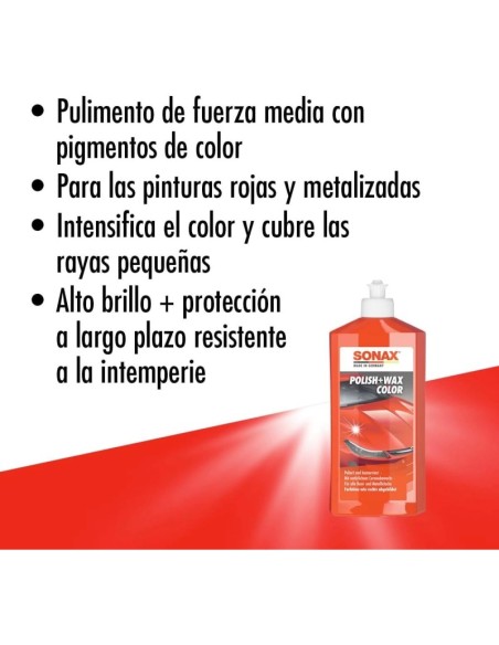 SONAX PULIMENTO + CERA ROJA 500ML