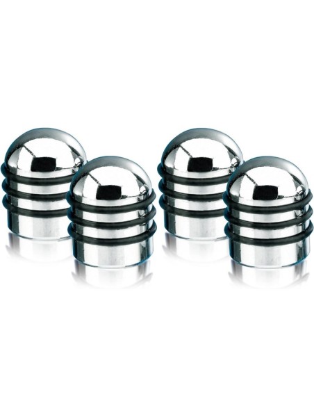 AIRCAPS TAPON VALVULA ALU CHROME WITH 3 NEGRA RUBBER RINGS 4 PIEZAS