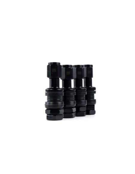 OMP SPEED JUEGO DE 4 VALVULAS DE ALUMINIO PARA LLANTAS, COLOR NEGRO, VALVULAS PARA NEUMATICOS