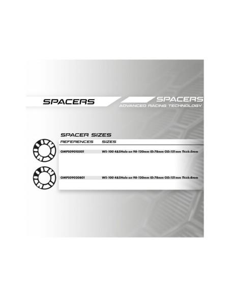 OMP SPEED JUEGO DE SEPARADORES UNIVERSALES ANCHO: 8MM PCD: 4/5X98-120 CB.H: HASTA 78 OD: 151MM