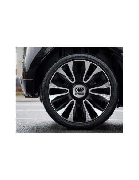 OMP SPEED JUEGO DE 4 TAPACUBOS MAGNUM COLOR NEGRO/PLATA/CARBONO 13 PULGADAS